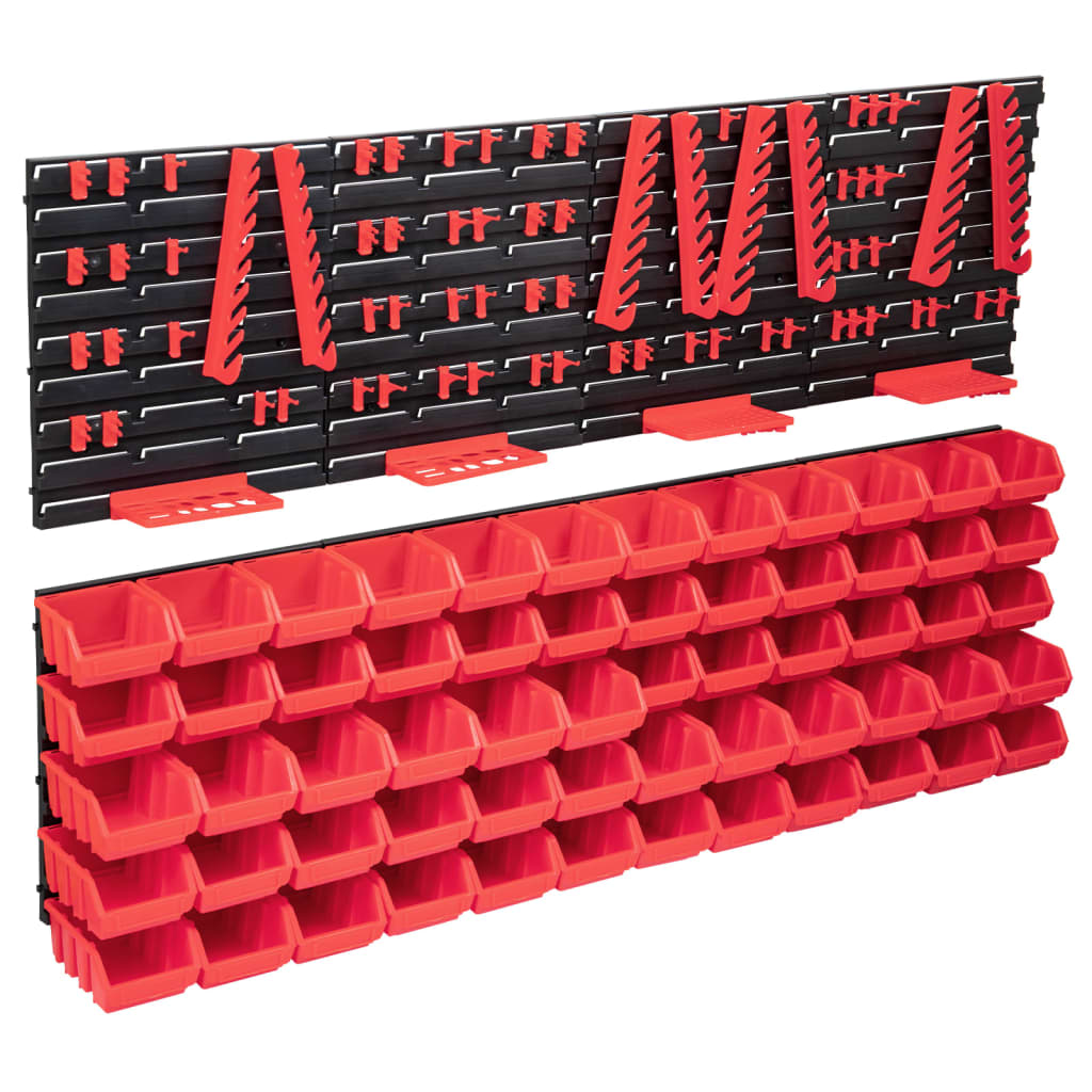 foto del prodotto kit contenitori portaoggetti e pannelli murali 136 pezzi rosso e nero 02 0003845