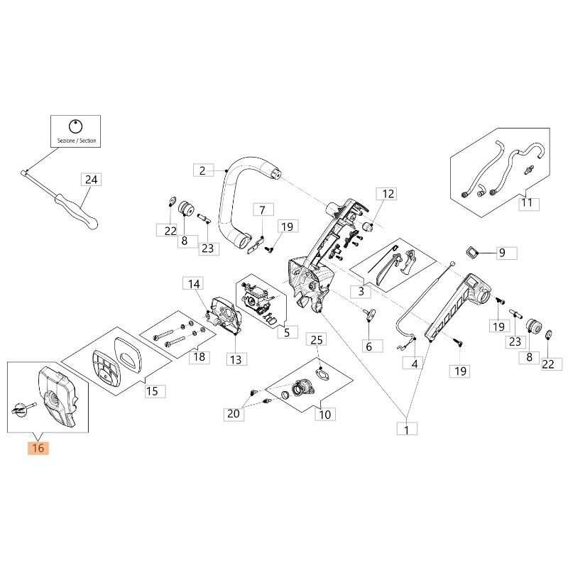 foto del prodotto kit coperchio filtro aria originale oleomac motosega modello gsth 240 50350191