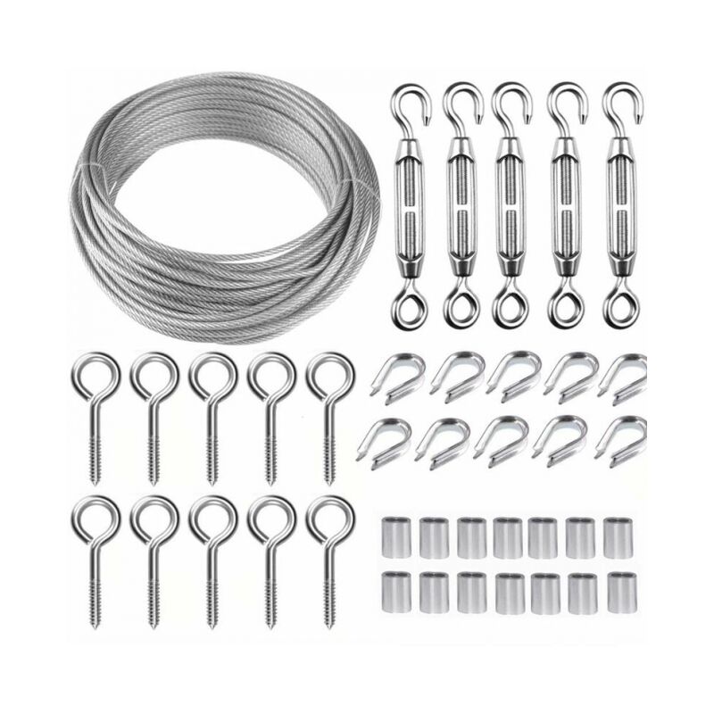 foto del prodotto kit corda sospesa in acciaio inossidabile 1pc, cavo in acciaio inossidabile rivestito da 30,5 m con, stendibiancheria, ringhiera, cavo per ringhiera