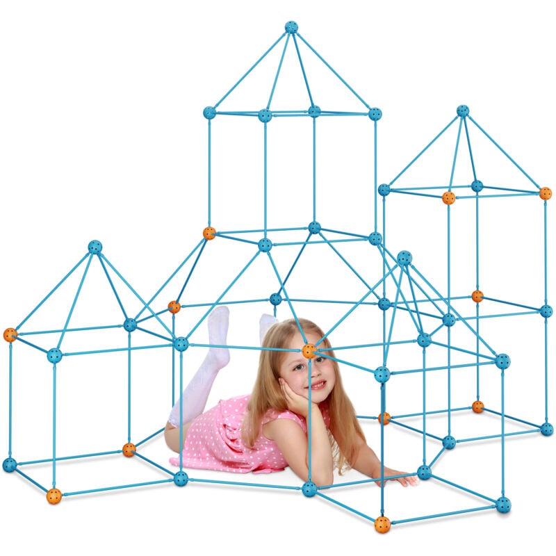 foto del prodotto kit costruzioni per bambini, 132 pz. tenda gioco, casetta interno o esterno, castello giocattolo diy, colorato relaxdays