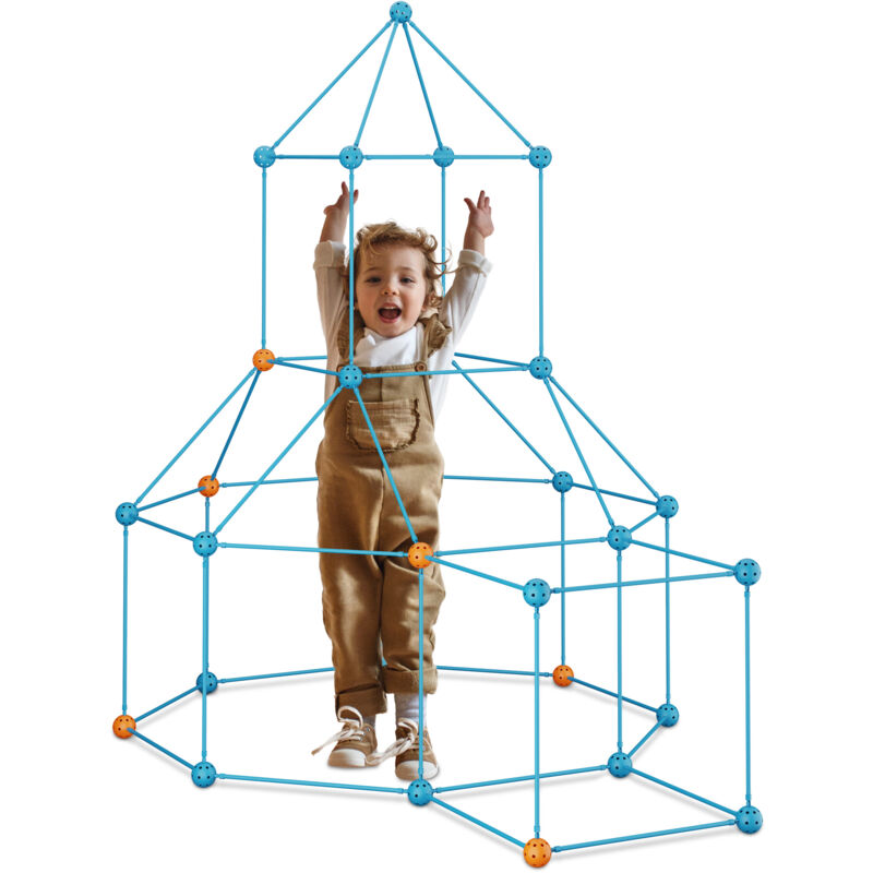 foto del prodotto kit costruzioni per bambini, 85 pz., tenda gioco, casetta interno o esterno, castello giocattolo diy, colorato relaxdays