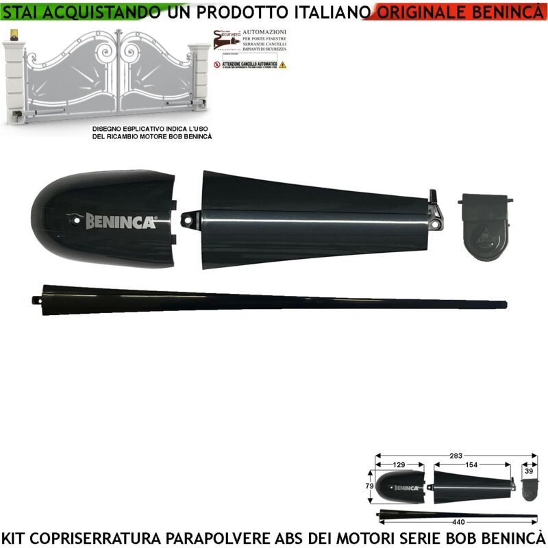 foto del prodotto kit cover 9686868 beninca in abs ricambio per motoriduttori bob installati su cancelli automatici la confezione composta da 4 pezzi il coperchio