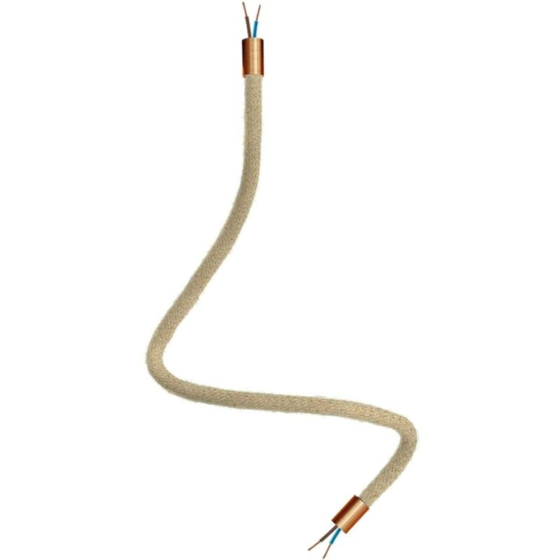 foto del prodotto kit creative flex tubo flessibile di estensione rivestito in juta rn06 neutro con terminali metallici rame satinato 60 cm