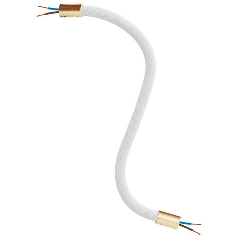 foto del prodotto kit creative flex tubo flessibile di estensione rivestito in tessuto rm01 bianco con terminali metallici 30 cm bronzo satinato