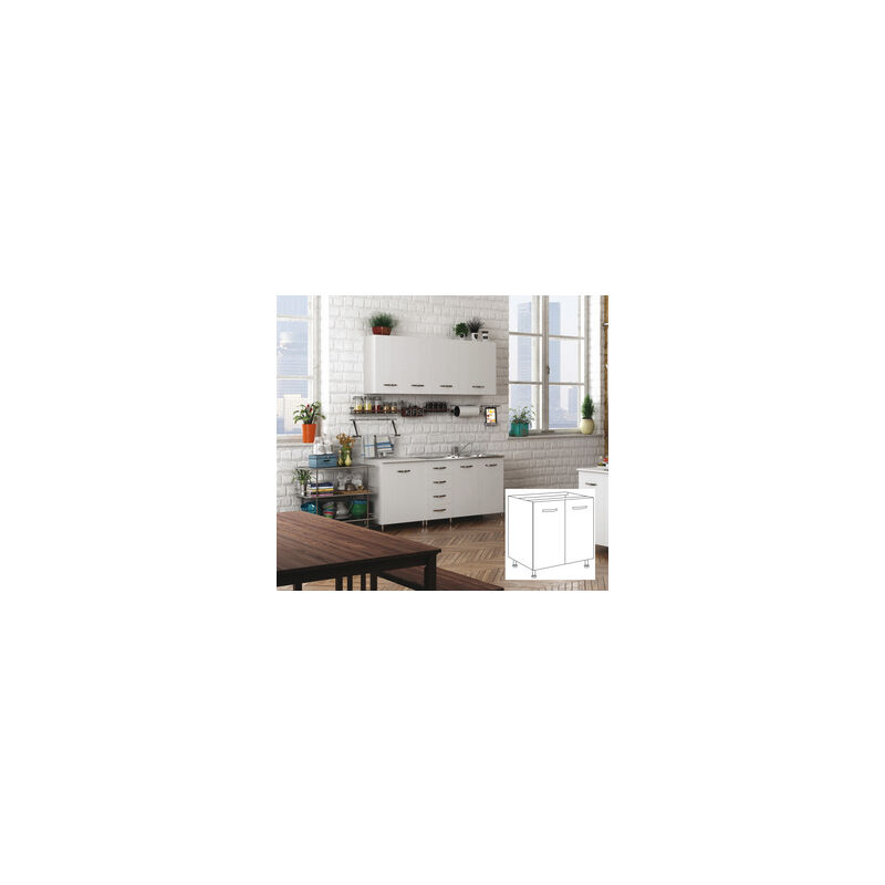foto del prodotto kit cucina base senza lavello 2 ante cm.80x50x85h bianco