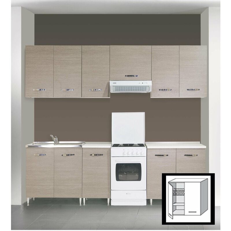 foto del prodotto kit cucina pensile scolapiatti 2 ante cm. 80x30x72h olmo