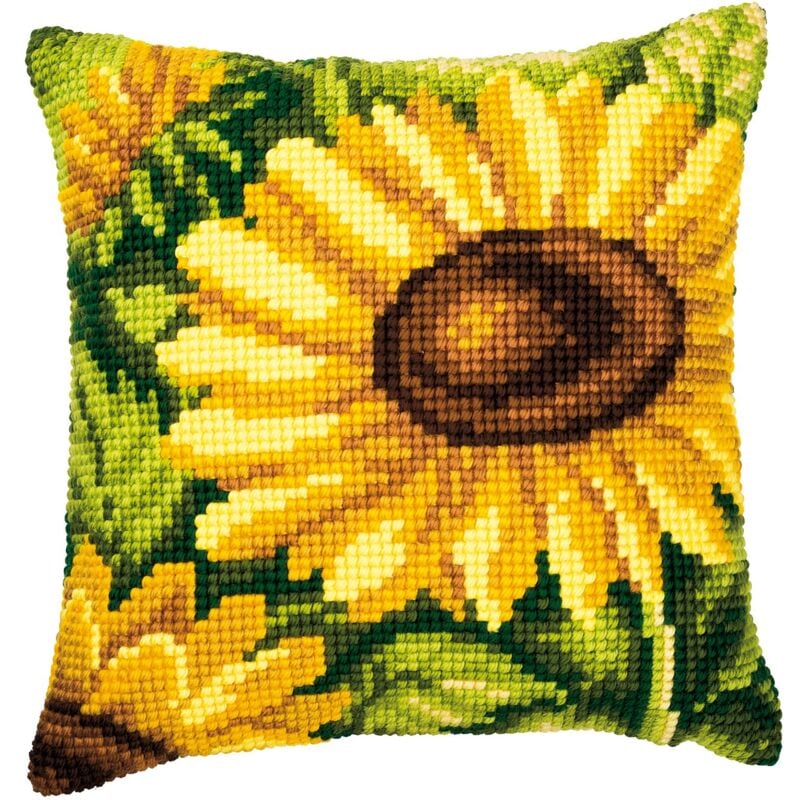 foto del prodotto kit cuscino punto croce girasole set ricamo principianti cuscini gobelin decorativi ca. 40 x 40 cm accessori per lavoretti creativi diy casa decor