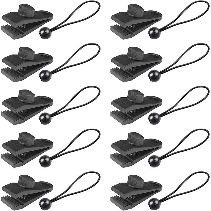 foto del prodotto kit da 20 set di clip per teloni, clip di bloccaggio resistenti, clip per tende con elastico a sfera, copertura in tela, tenda da sole, baldacchino,
