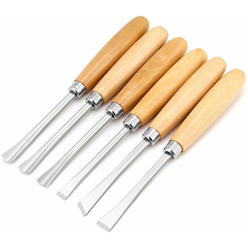 foto del prodotto kit da 6 pezzi di sgorbie per legno con manico in legno