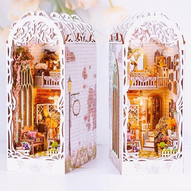 foto del prodotto kit de coin livre bricolage, maison de jardin miniature, puzzle coin livre en bois 3d, cadeaux d anniversaire pour adolescents et adultes, cadeaux de