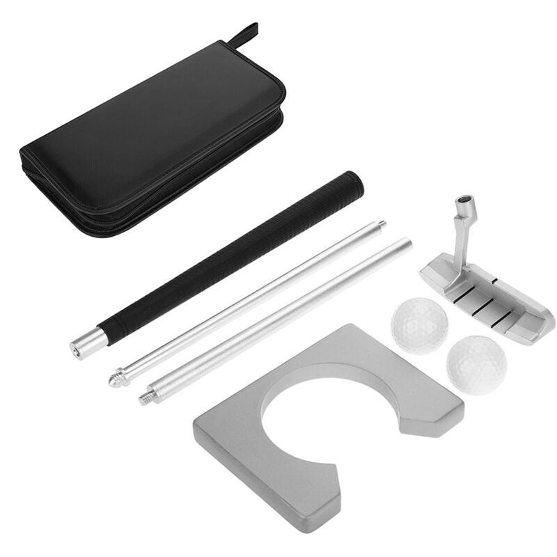 foto del prodotto kit de putting de golf, ensemble de putter de club d'entraînement, golf indoor set, cadeau de putter de golf portable, avec balles et sac