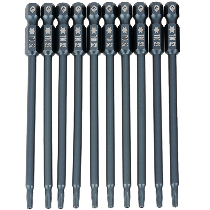 foto del prodotto kit di 10 punte per cacciavite con testa a stella di sicurezza magnetica t10 con codolo esagonale da 100 mm 1 4 eosnow