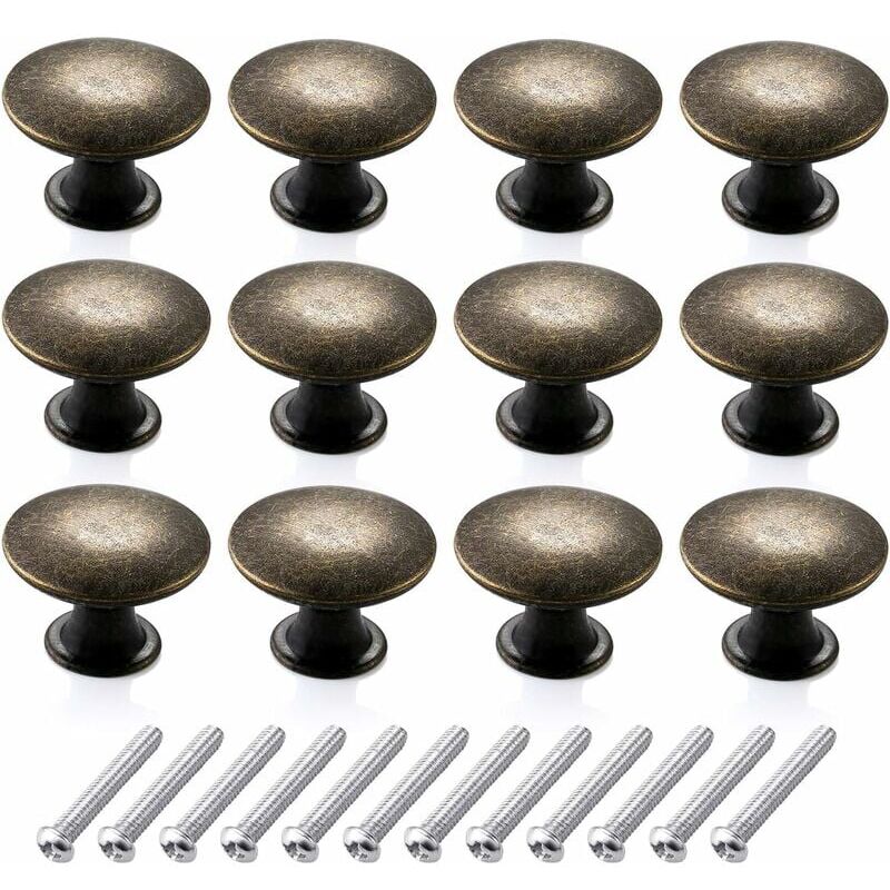 foto del prodotto kit di 12 pomelli per cassetti rotondi vintage, pomelli per mobili a foro singolo a punta retr , pomelli per mobili, pomelli in ottone antico per