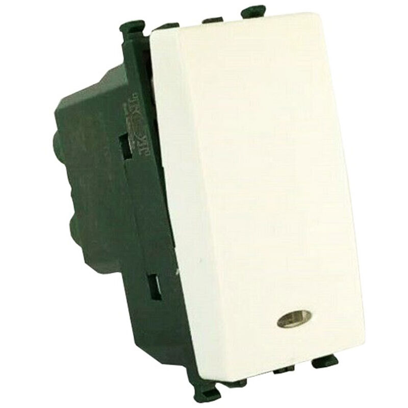 foto del prodotto kit di 3 interruttore unipolare illuminabile con spia luminosa compatibile con vimar plana pulsante luce 16ax 250vac bianco