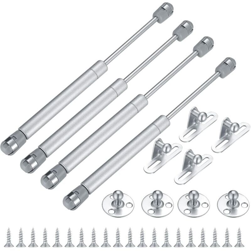foto del prodotto kit di 4 molle a gas, supporto per molle a gas, 100 n/10 kg, per porta dell'armadio da cucina, chiusura ammortizzata, molla a gas, cerniera, accessori per porte a ribalta