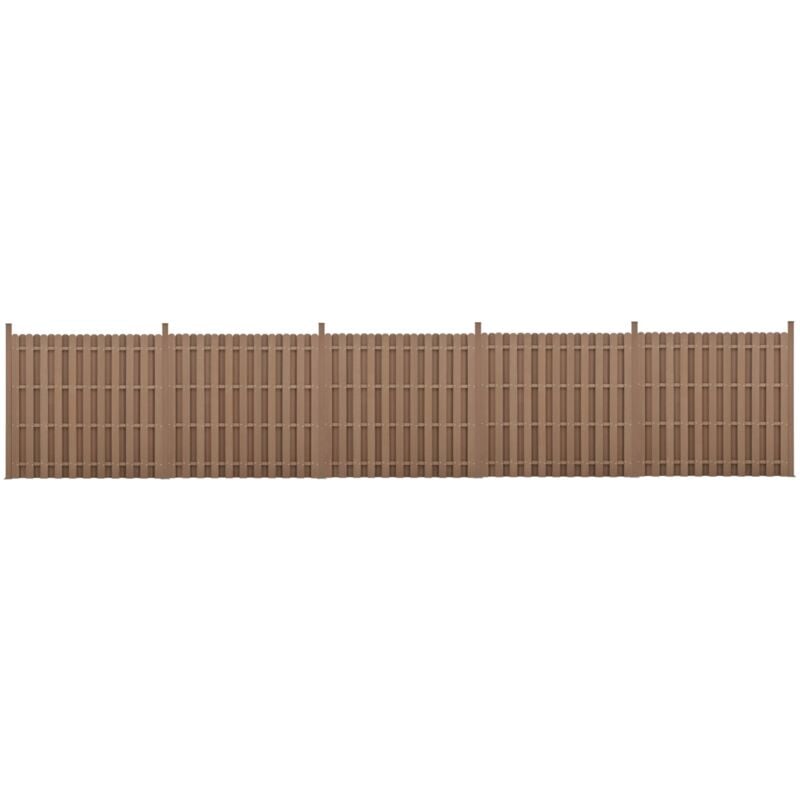 foto del prodotto kit di 5 recinzioni barriera privacy in legno composito wpc marrone 185 x 932 cm