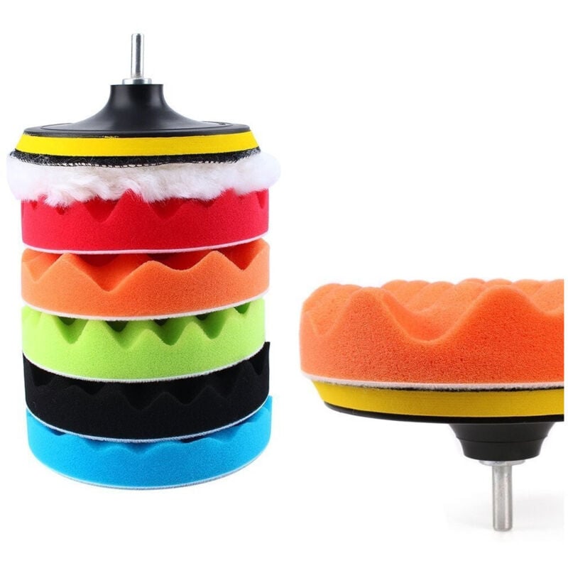 foto del prodotto kit di 6 spugne disco velcro lucidante con adattatore per lucidatura auto 3 5 6' - -diametro 3' - - trade shop traesio