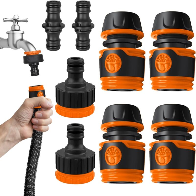 foto del prodotto kit di 8 adattatori per tubi da giardino da 1 2 e raccordi per tubi da irrigazione, accessori per giardino