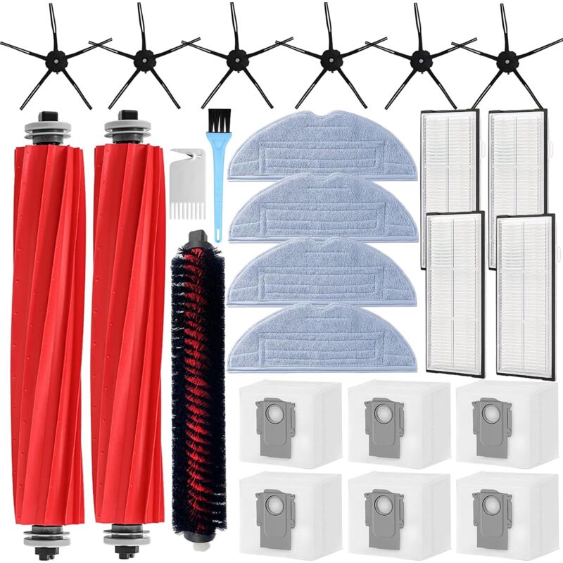 foto del prodotto kit di accessori applicabili per aspirapolvere roborock s7 maxv ultra s7 pro ultra, 2 spazzole principali, 1 spazzola di pulizia, 6 spazzole