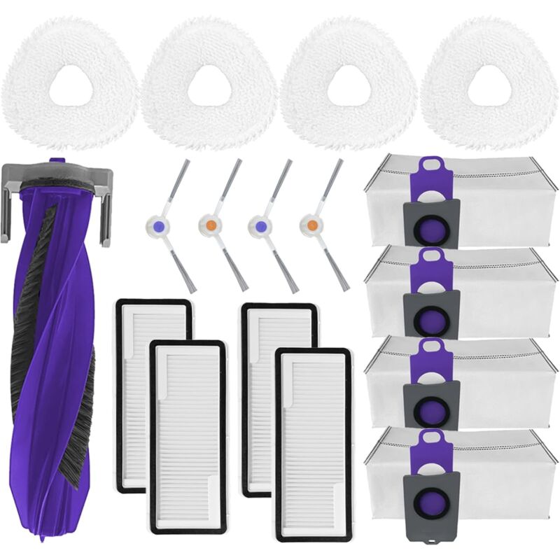 foto del prodotto kit di accessori da 17 pezzi per aspirapolvere narwal freo z ultra, 1 spazzola a rullo, 4 spazzole laterali, 4 filtri hepa, 4 mop, 4 sacchetti per la
