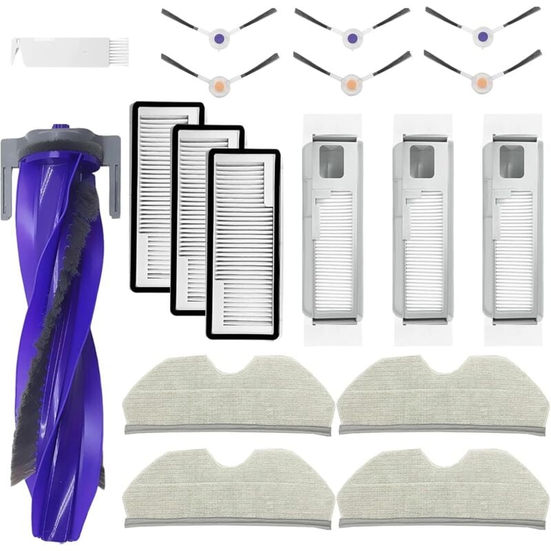 foto del prodotto kit di accessori da 18 pezzi per aspirapolvere robot narwal freo x plus con 1 spazzola principale, 6 spazzole laterali, 3 filtri hepa, 3 sacchetti