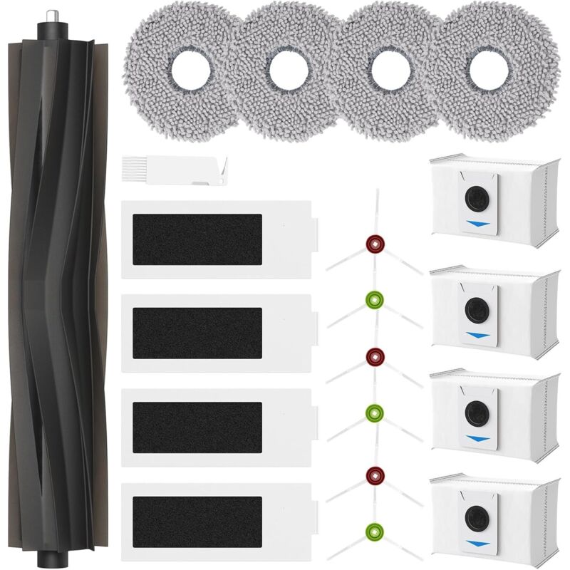 foto del prodotto kit di accessori da 20 pezzi per robot aspirapolvere ecovacs deebot t20 omni t20e omni t20 max t20 pro, 1 spazzola principale, 4 panni per la