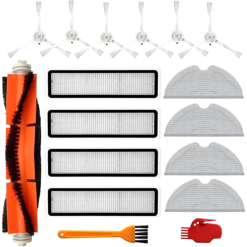 foto del prodotto kit di accessori per aspirapolvere d9, d9 max, d9 pro, l10, l10 pro, comprendente 1 spazzola principale, 6 spazzole laterali, 4 filtri, 4 panni, 2