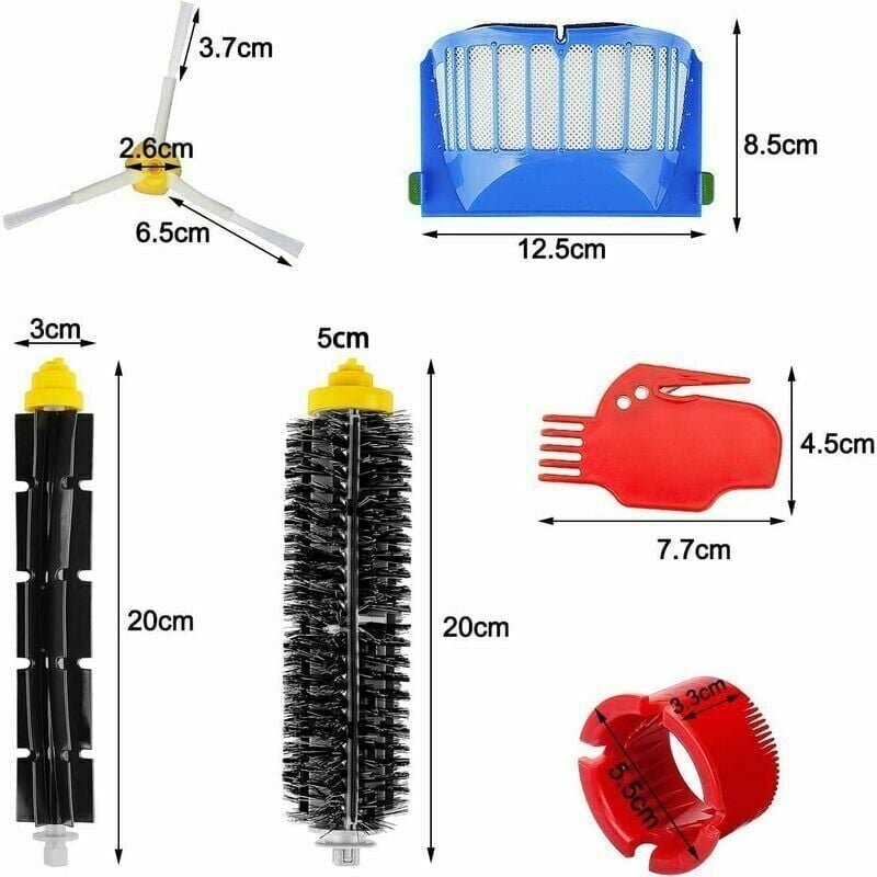 foto del prodotto kit di accessori per irobot roomba serie 600 671 692 694 697 698 650 651 660 690 rullo filtro spazzola parti di ricambio, 3 filtri, 3 spazzole a