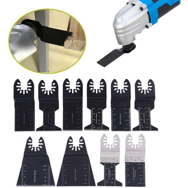 foto del prodotto kit di accessori per lame per seghe multiuso, 10 pezzi di lame per seghe universali oscillanti per fein multimaster, dremel, bosch, makita, dewalt e