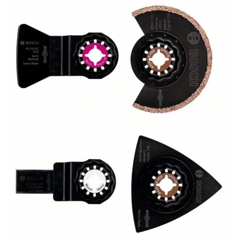 foto del prodotto kit di accessori per multiutensile 4 parti bosch accessories adatto per marchio utensile multifunzione fein, makita,