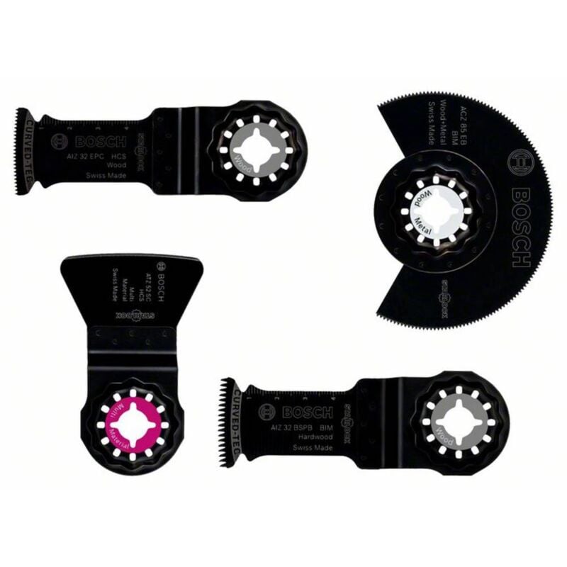 foto del prodotto kit di accessori per multiutensile 4 parti bosch accessories adatto per marchio utensile multifunzione fein, makita,