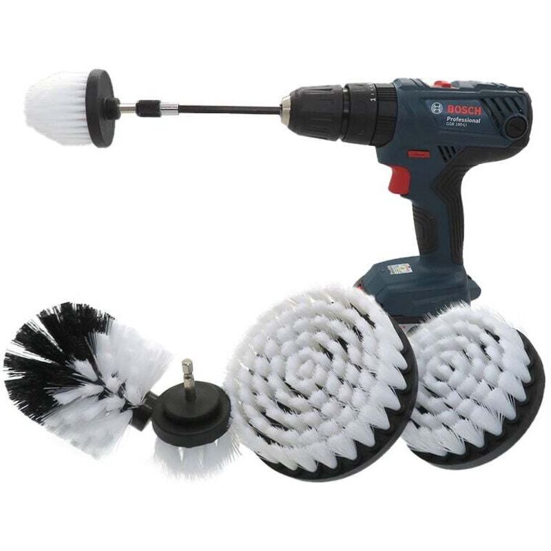 foto del prodotto kit di accessori per spazzola per trapano bianca morbida kit per la cura degli interni dell auto, spazzola universale per trapano con accessori