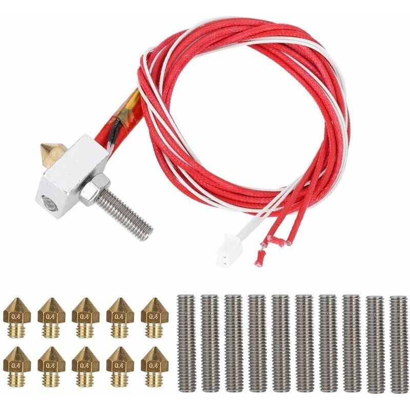 foto del prodotto kit di accessori per stampante 3d blocco riscaldante 10 ugelli per stampante 3d da 0,4 mm gola per tubo per mk8, anet a8, alunar m508, cr7, v2