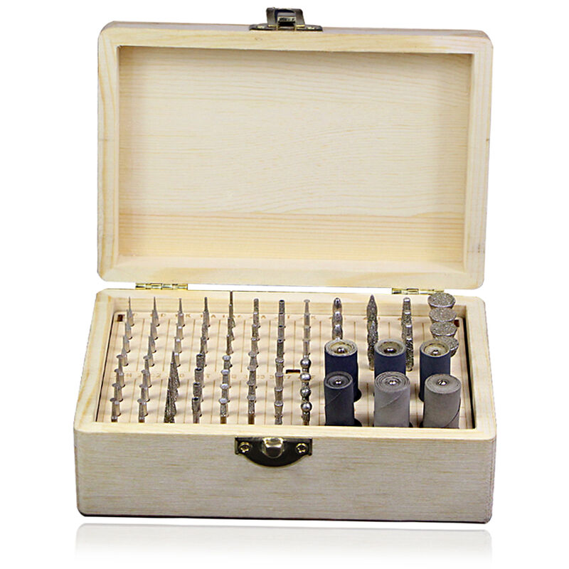 foto del prodotto kit di accessori per utensili rotanti da 86 pezzi, kit di lucidatura per frese diamantate, per il taglio di lucidatura
