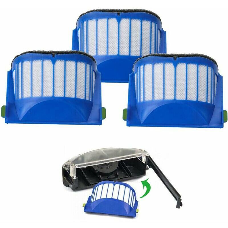 foto del prodotto kit di accessori sostitutivi per roomba serie 600 600 620 630 650 655 660 680 include 3 filtri e spazzole laterali, 1 spazzola a setole e spazzola