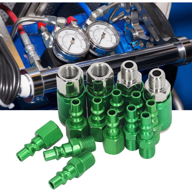 foto del prodotto kit di accoppiatori e tappi per aria compressa npt da 1 4 di pollice, 4 connettori universali, tappi industriali, compatibili con compressori e