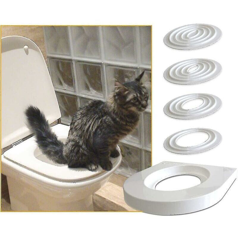 foto del prodotto kit di addestramento alla toilette per gatti, sistema di addestramento alla toilette per animali domestici, tappetino per lettiera per cuccioli
