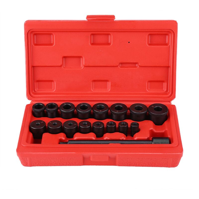 foto del prodotto kit di allineamento frizione, strumenti di centraggio antiruggine ad alta densit in metallo 17 pezzi set nero per auto eosnow