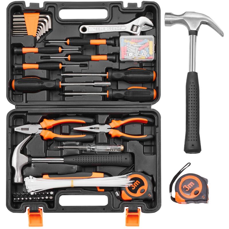 foto del prodotto kit di attrezzi 132 pezzi, set di attrezzi manuali per casa con custodia per attrezzi portatile, kit di attrezzi per riparazione della casa, per