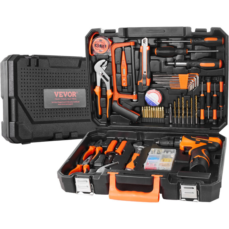 foto del prodotto kit di attrezzi 146 pezzi, set di attrezzi manuali generali per casa, con cacciavite a batteria, custodia per attrezzi, per manutenzione domestica,