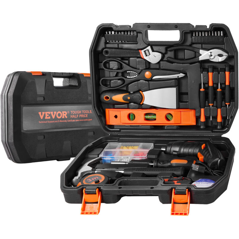 foto del prodotto kit di attrezzi 96 pezzi, set di attrezzi manuali generali per casa, con cacciavite a batteria, custodia per attrezzi, per manutenzione domestica,