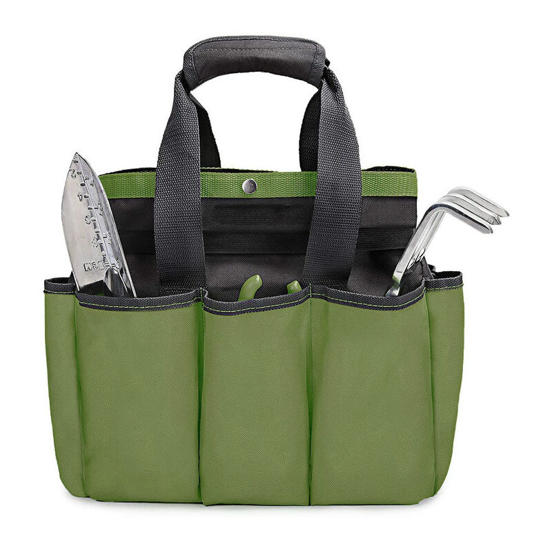 foto del prodotto kit di attrezzi da giardino, borsa portaoggetti da giardino con 8 tasche, borsa portaoggetti per giardinaggio da interno ed esterno, supporto per kit