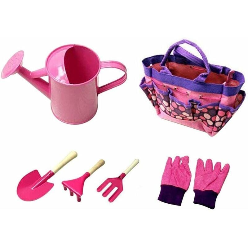 foto del prodotto kit di attrezzi da giardino per bambini set da giardino per bambini attrezzi da giardino per bambini rosa 