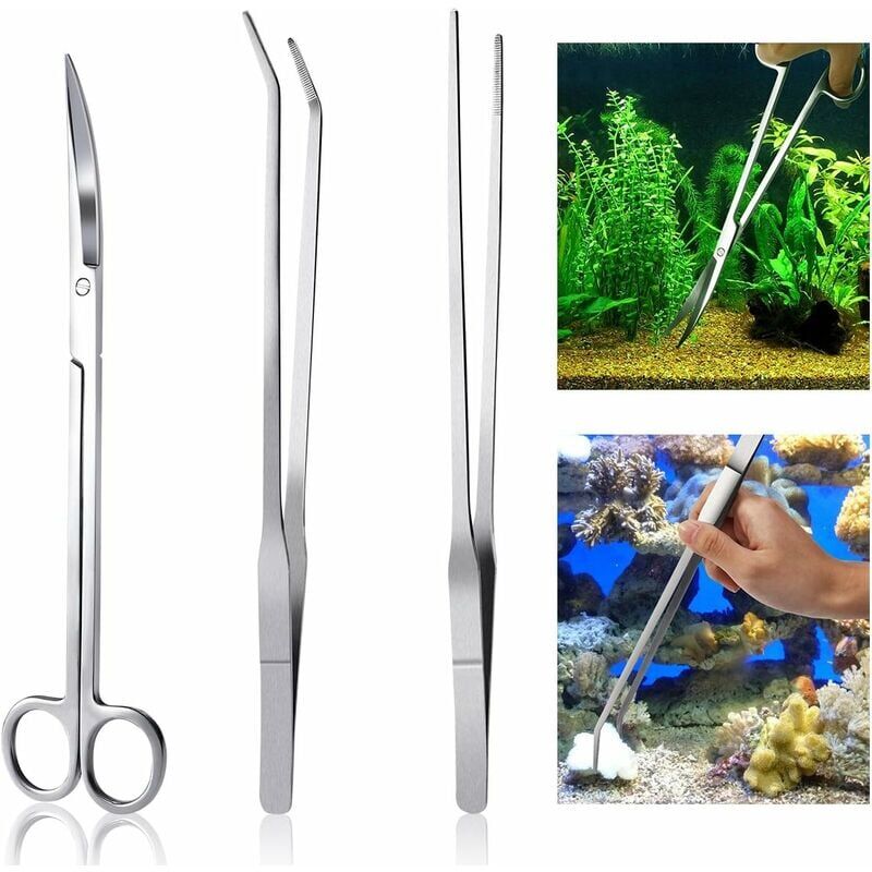 foto del prodotto kit di attrezzi per acquario accessori acciaio inossidabile acquario serbatoio acqua pianta pinzette forbici set di attrezzi kit di avviamento per