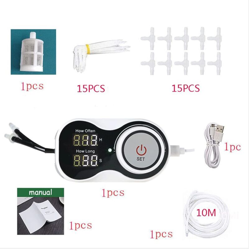 foto del prodotto kit di autoirrigazione per interni, kit di irrigazione a goccia automatica per un massimo di 15 piante, kit di irrigazione a goccia per piante da