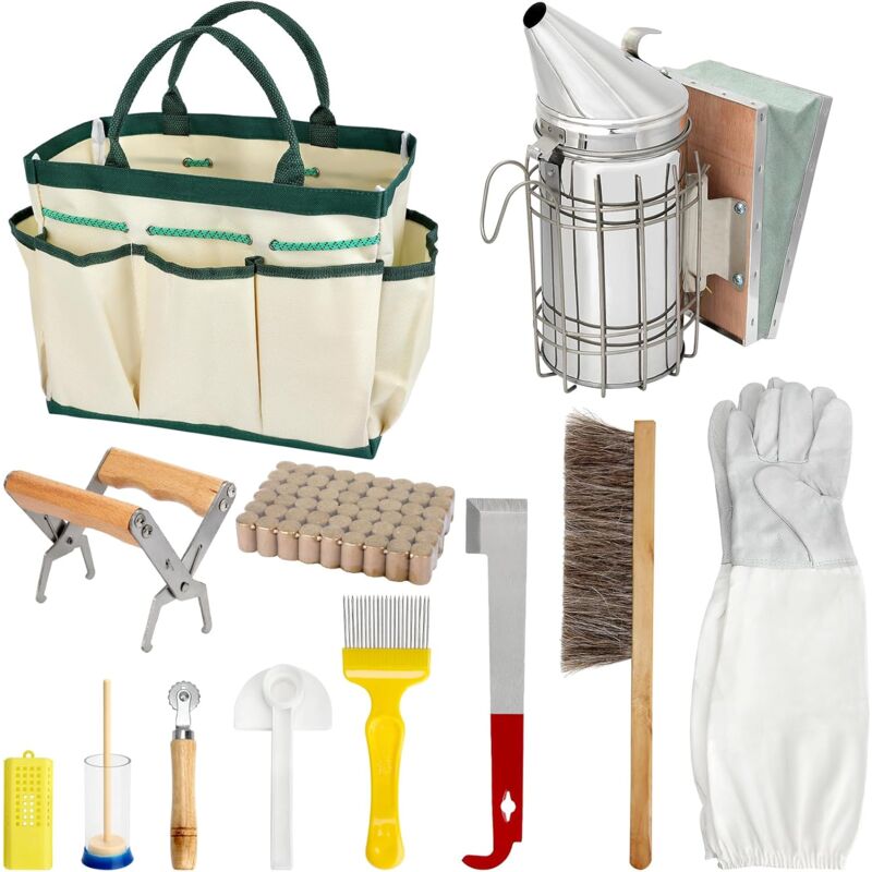 foto del prodotto kit di avviamento per apicoltura da 12 pezzi, forniture per apicoltura, tutti gli strumenti e le attrezzature per apicoltura, strumenti per alveari,