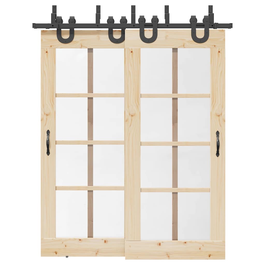 foto del prodotto kit di binari per porte scorrevoli 183 cm acciaio nero