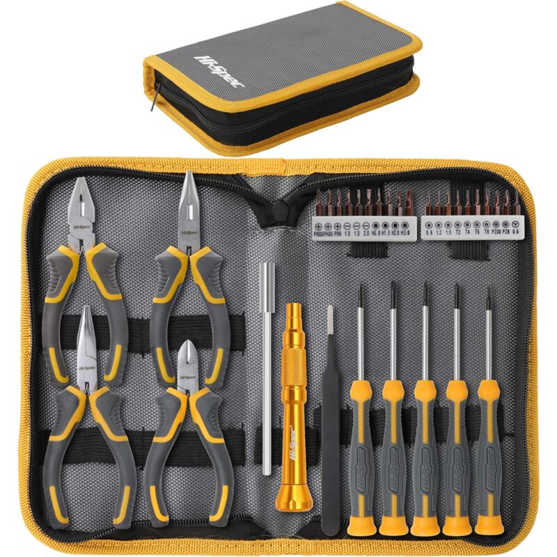foto del prodotto kit di cacciaviti e pinze, kit di cacciaviti di precisione per riparare e aprire oggetti elettronici fornito con 4 pinze, custodia contenente 32
