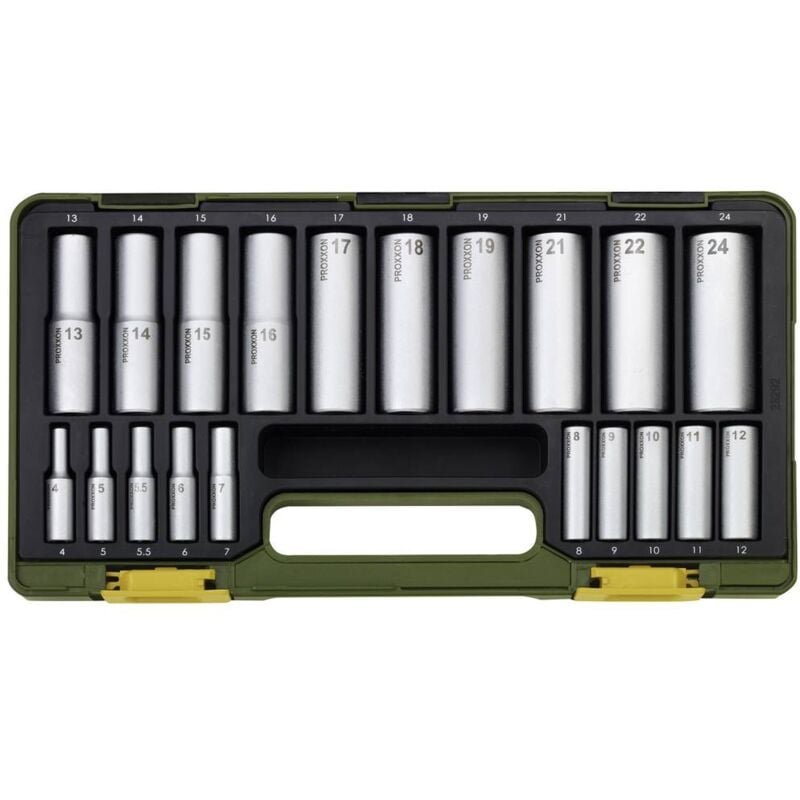 foto del prodotto kit di chiavi a bussola 1 2 12.5 mm , 1 4 6.3 mm 20 parti 23292 proxxon