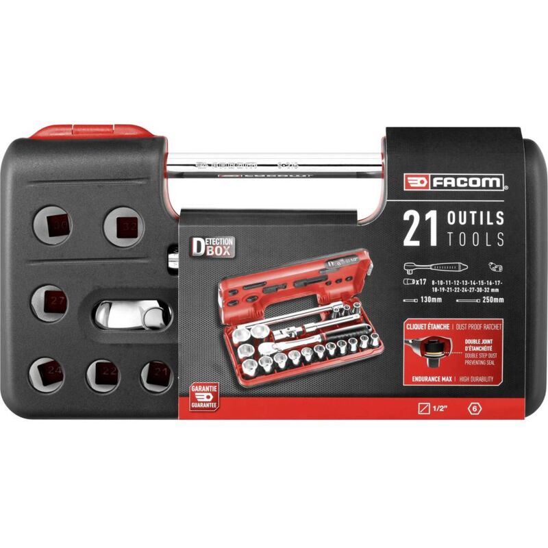 foto del prodotto kit di chiavi a bussola metrico 1 2 12.5 mm 20 parti facom sl.dbox1pb